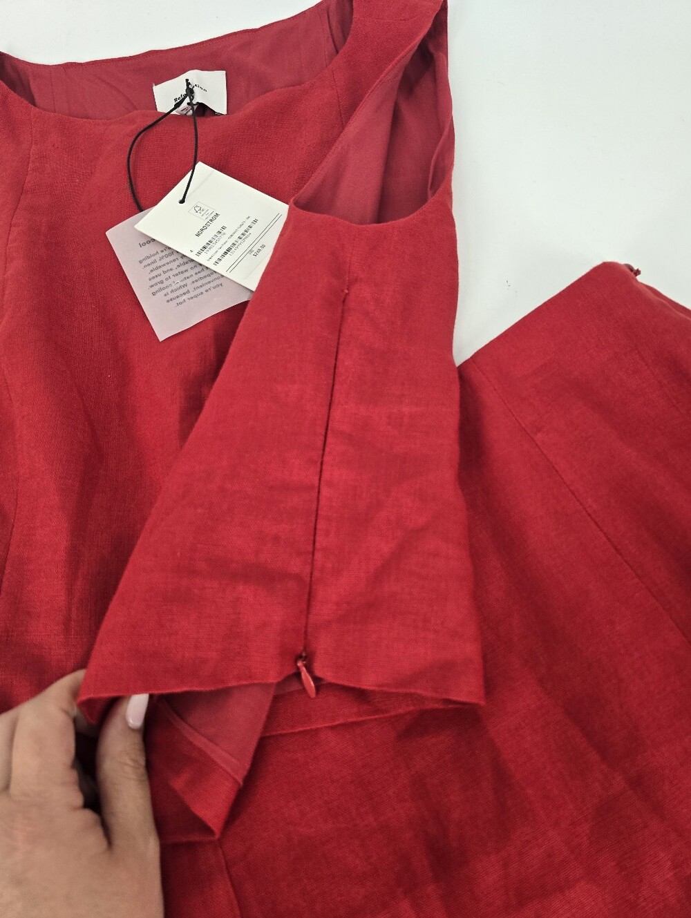 Reformation Grace Linen Two Piece Skirt Set in Sundried Tomato Red Size 4 NEW - Picture 6 of 16